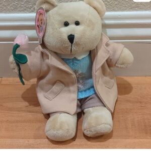Starbucks Beige Teddy Bear with Pink Rose